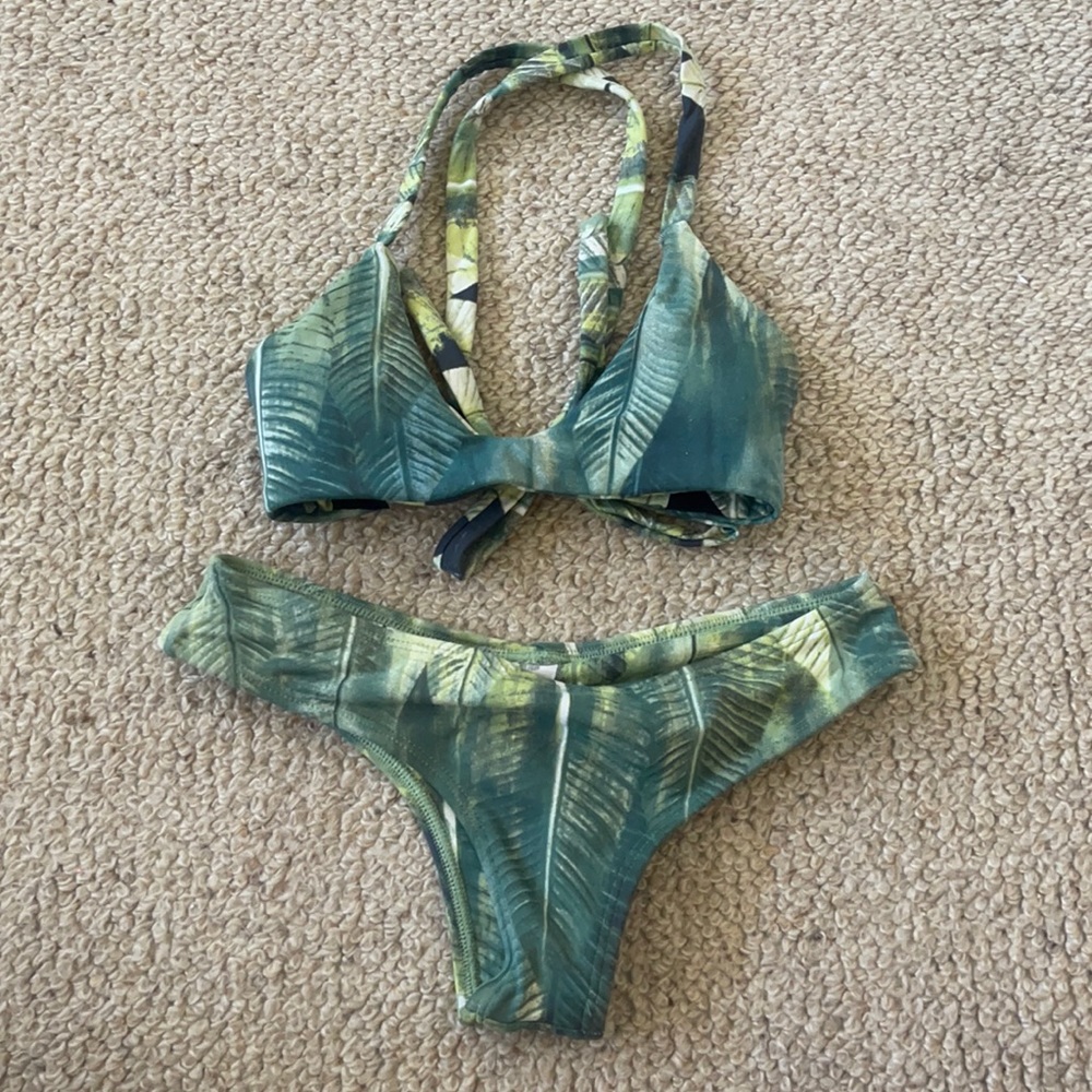 Midori Bikini Green Palm Print